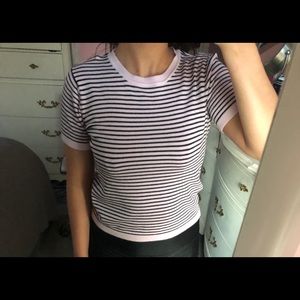 pink & black striped crop top